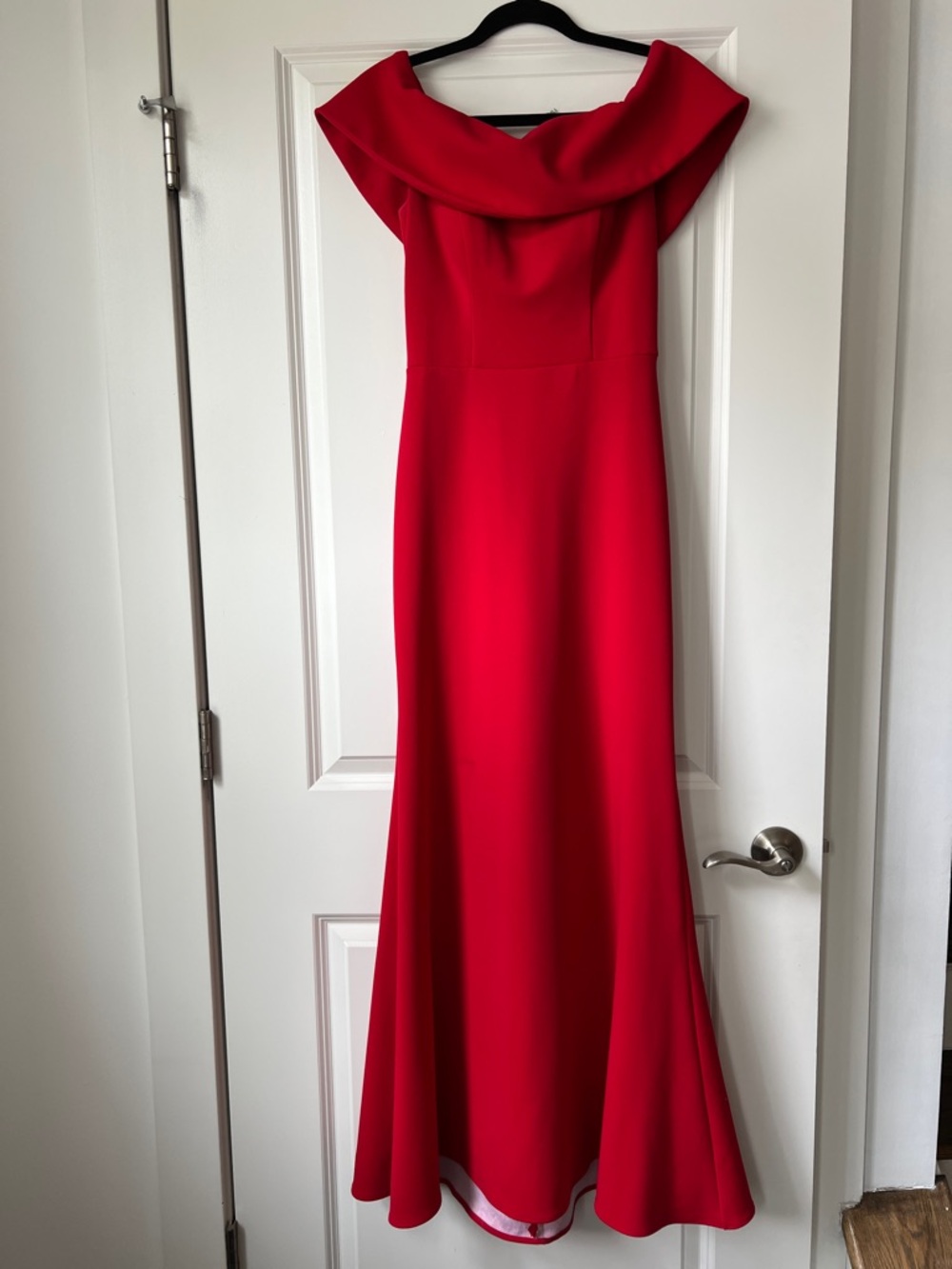 Betsy and Adam red formal gown. Gorgeous!